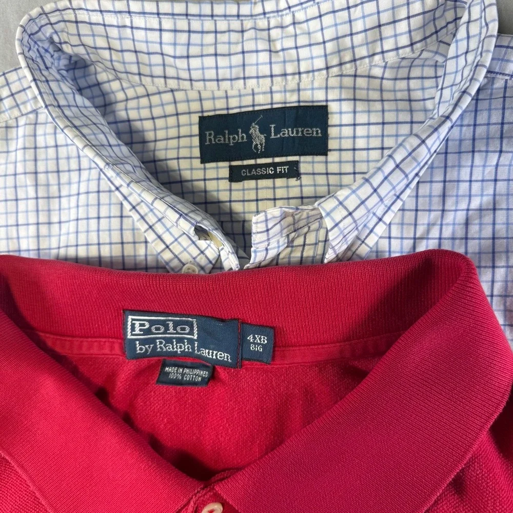 Lot of 2 Polo Ralph Lauren Men's 4XB Shirts Short Sleeve Button Down & Polo